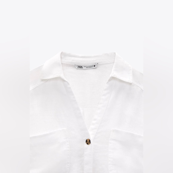 ZARA SHORT SLEEVE LINEN SHIRT - Picture 5 of 5